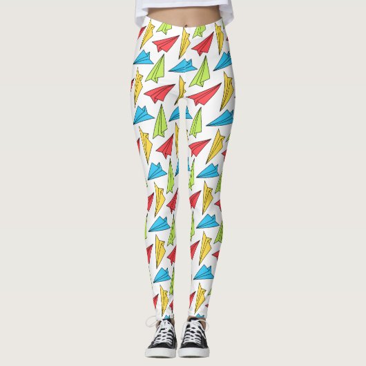 Patroon voor kleurrijke papieren vliegtuigen leggings (Voorkant)