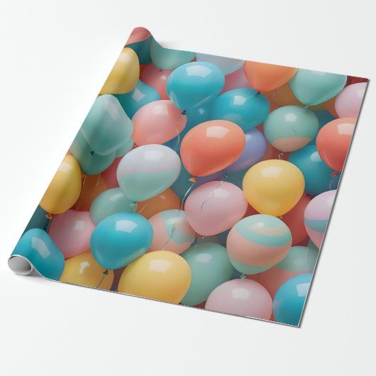 Patroon voor kleurrijke partijballons cadeaupapier (Uitgerold)