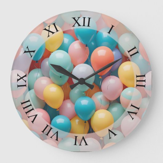 Patroon voor kleurrijke partijballons grote klok (Voorkant)