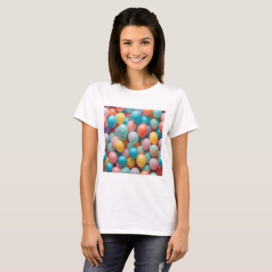 Patroon voor kleurrijke partijballons t-shirt (Voorkant volledig)