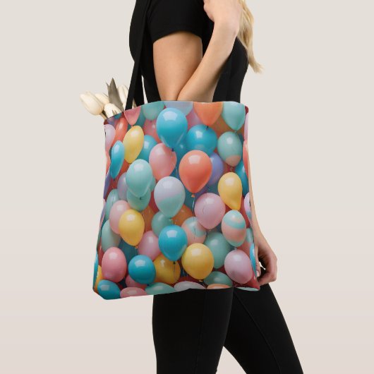 Patroon voor kleurrijke partijballons tote bag (Dichtbij)