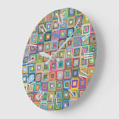 Patroon voor kleurrijke retro-tegels | Wandklok (Hoek)