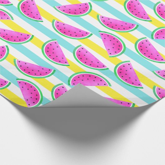 Patroon voor kleurrijke roze watermeloenen cadeaupapier (Hoek)