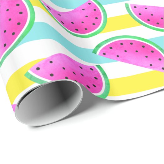 Patroon voor kleurrijke roze watermeloenen cadeaupapier (Rol Hoek)