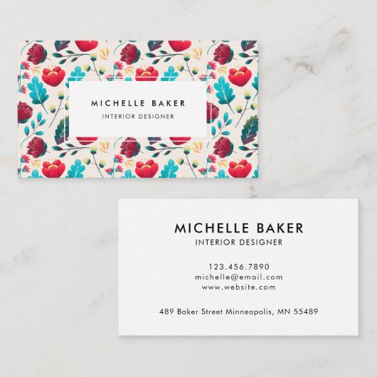 Patroon voor kleurrijke wilde bloemen visitekaartje (Voorkant / Achterkant)