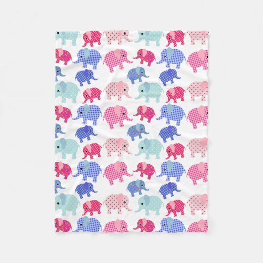 PATROON VOOR KUSTPINK EN BLAUWE ELEPHANTS FLEECE DEKEN (Voorkant)