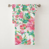 Patroon voor licht roze bruine bloemen bad handdoek (Insitu)