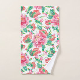 Patroon voor licht roze bruine bloemen bad handdoek