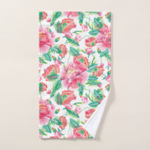 Patroon voor licht roze bruine bloemen bad handdoek