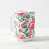 Patroon voor licht roze bruine bloemen koffiemok (Voorkant links)