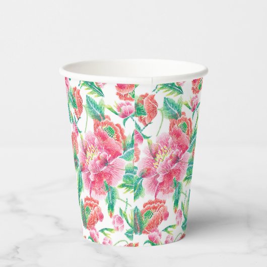 Patroon voor licht roze bruine bloemen papieren bekers (Rechts)