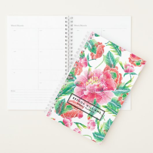 Patroon voor licht roze bruine bloemen planner (Display)