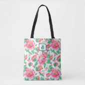 Patroon voor licht roze bruine bloemen tote bag (Voorkant)