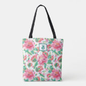 Patroon voor licht roze bruine bloemen tote bag (Achterkant)