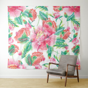 Patroon voor licht roze bruine bloemen wandkleed