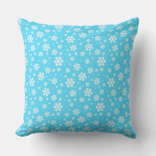 Patroon voor lichte blauw en witte kerstsnowflakes kussen