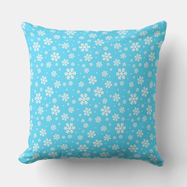 Patroon voor lichte blauw en witte kerstsnowflakes kussen (Voorkant)