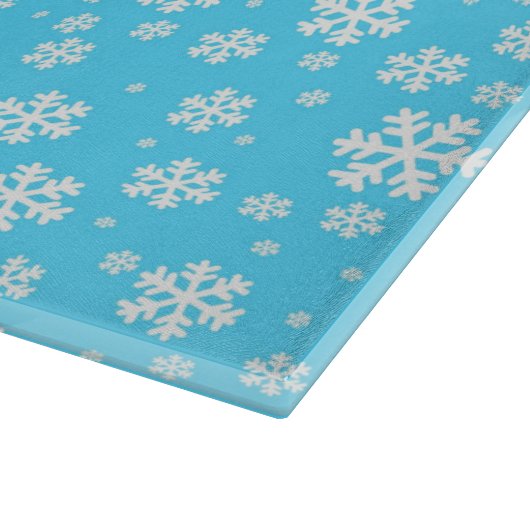 Patroon voor lichte blauw en witte kerstsnowflakes snijplank (Hoek)