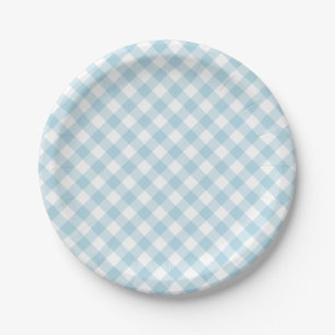 Patroon voor Light Blue Gingham Papieren Bordje