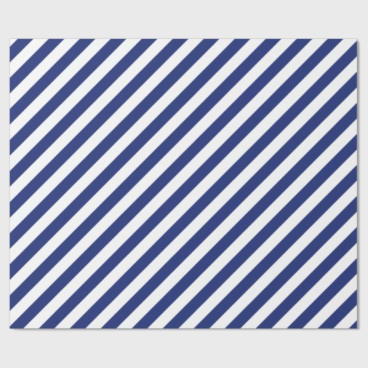 Patroon voor marineblauw en witte diagonale strepe cadeaupapier (Vlak)