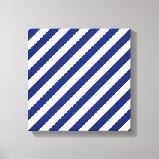 Patroon voor marineblauw en witte diagonale strepe canvas afdruk (Voorkant)