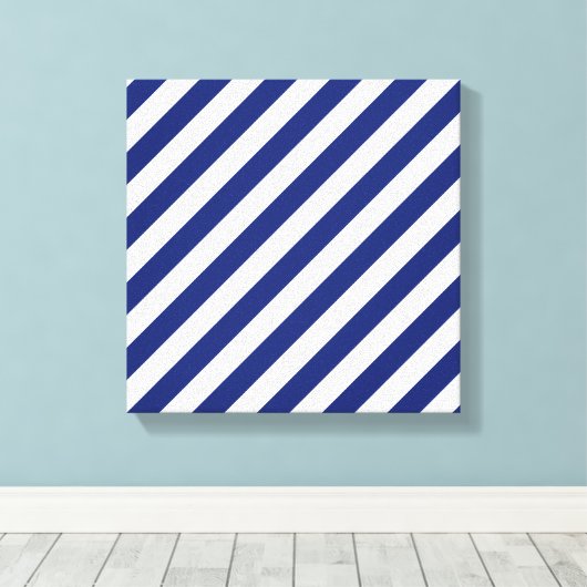 Patroon voor marineblauw en witte diagonale strepe canvas afdruk (Insitu (Houten vloer))