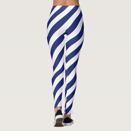 Patroon voor marineblauw en witte diagonale strepe leggings (Achterkant)