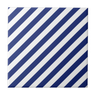 Patroon voor marineblauw en witte diagonale strepe tegeltje