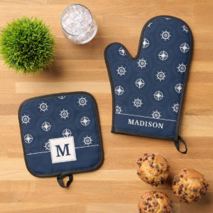 Patroon voor maritieme gereedschappen ovenwant & pannenlap set