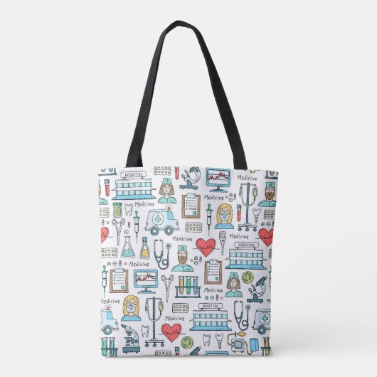 Patroon voor medisch ontwerp tote bag (Achterkant)