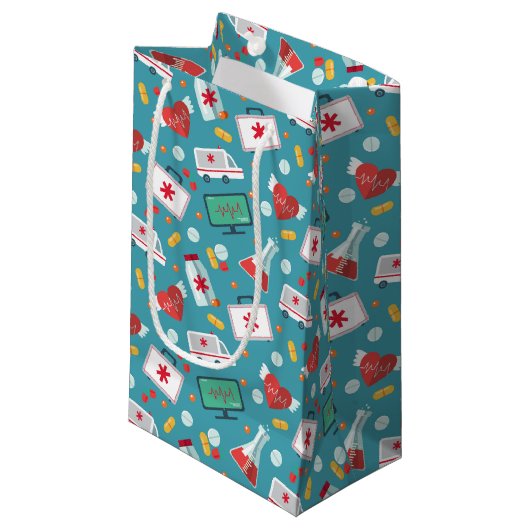 Patroon voor medische pictogrammen klein cadeauzakje (Voorkant Gekanteld)