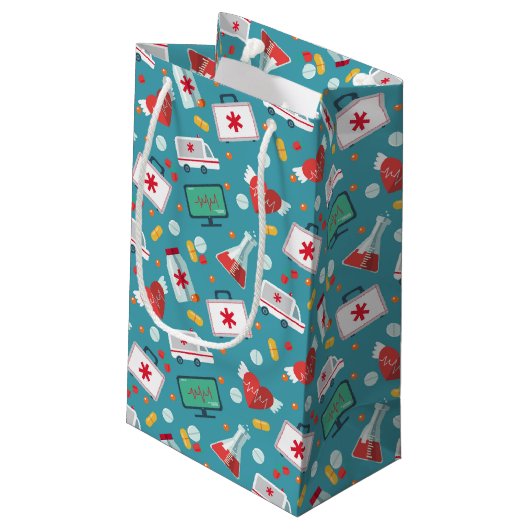 Patroon voor medische pictogrammen klein cadeauzakje (Achterkant Gekanteld)