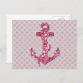 PATROON VOOR MEESTE PINKGLITTER ANCHOR STIPPEN BRIEFKAART (Voorkant / Achterkant)