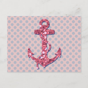 PATROON VOOR MEESTE PINKGLITTER ANCHOR STIPPEN BRIEFKAART