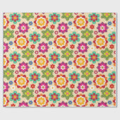 Patroon voor Mexicaanse Folk Art Flowers Cadeaupapier (Vlak)