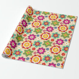 Patroon voor Mexicaanse Folk Art Flowers Cadeaupapier