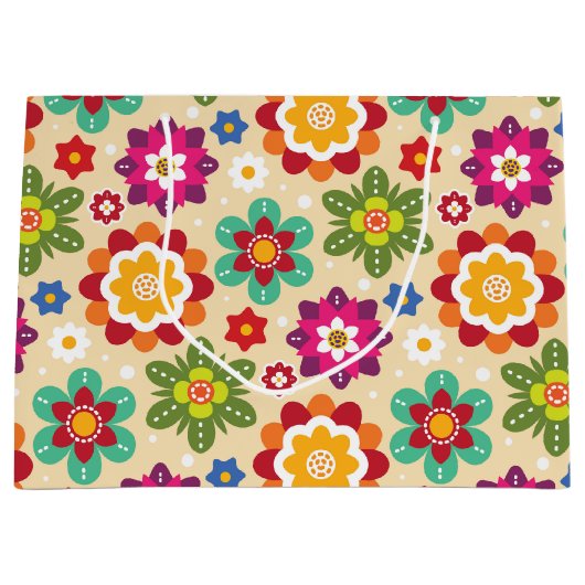 Patroon voor Mexicaanse Folk Art Flowers Groot Cadeauzakje (Voorkant)