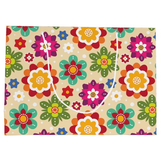 Patroon voor Mexicaanse Folk Art Flowers Groot Cadeauzakje (Achterkant)