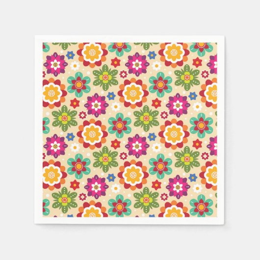 Patroon voor Mexicaanse Folk Art Flowers Servet (Voorkant)