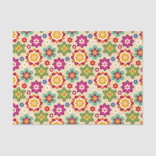 Patroon voor Mexicaanse Folk Art Flowers Tissuepapier (Voorkant)