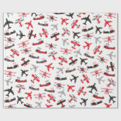 Patroon voor militair vleugelvliegtuig Retro Red e Cadeaupapier (Vlak)