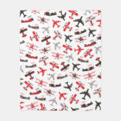 Patroon voor militair vleugelvliegtuig Retro Red e Fleece Deken (Voorkant)