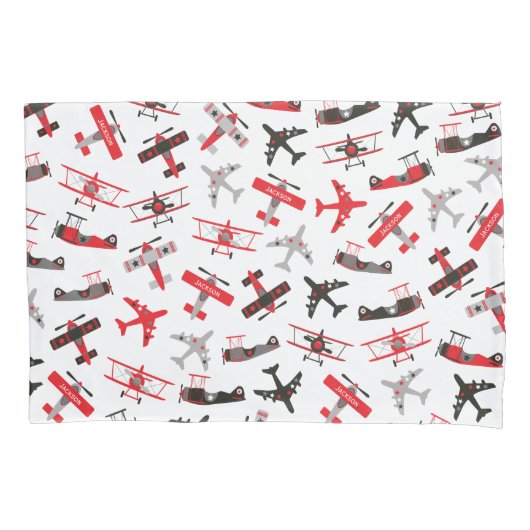 Patroon voor militair vleugelvliegtuig Retro Red e Kussensloop (Voorkant)