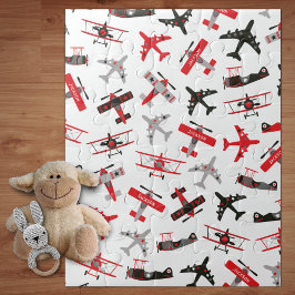 Patroon voor militair vleugelvliegtuig Retro Red e Legpuzzel