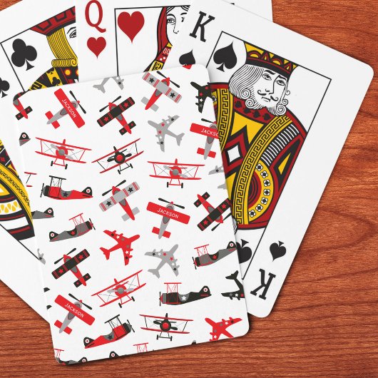 Patroon voor militair vleugelvliegtuig Retro Red e Pokerkaarten