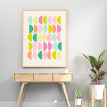 Patroon voor moderne geometrische vormen van Brigh Poster<br><div class="desc">Eenvoudig geometrisch patroon in een leuk en vrolijk kleurenpalet van heldere snoep pastels in combinatie met limoen,  koraal,  groen,  aqua en roze.</div>