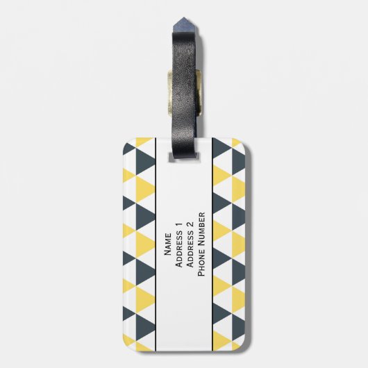 Patroon voor monogram geel en houtskool bagagelabel (Achterkant verticaal)