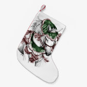 Patroon voor Navy Blue Galloping Horses Kleine Kerstsok (Voorkant (Hangend))