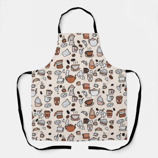 Patroon voor objecten in theewinkels en koffie schort (Voorkant)
