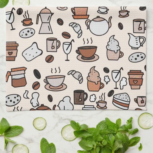 Patroon voor objecten in theewinkels en koffie theedoek (Gevouwen)